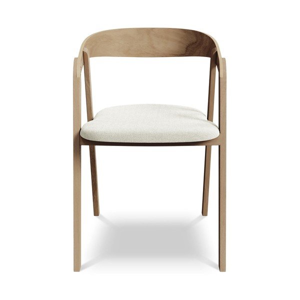 Kremowy fotel jadalniany z litego drewna Erika – Makamii-image-1