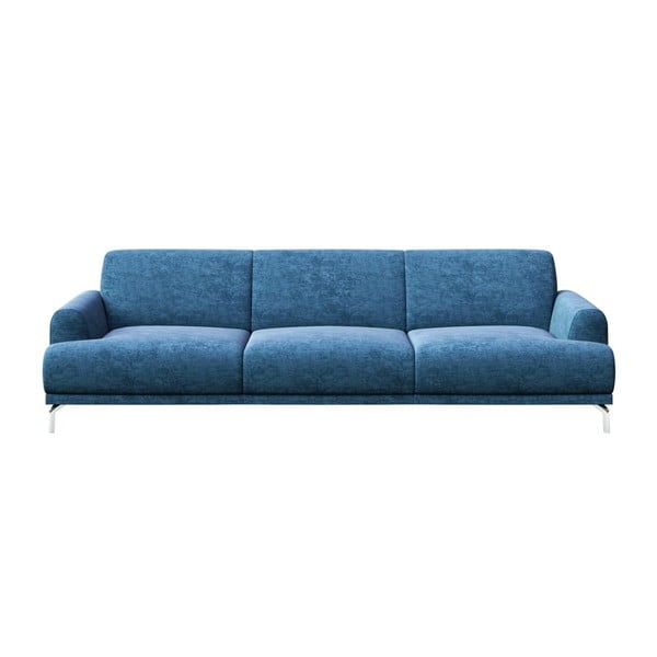 Niebieska sofa 3-osobowa z metalowymi nogami MESONICA Puzo