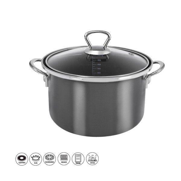 Garnek emaliowany z pokrywką 5 l Metalic – Orion-image-4