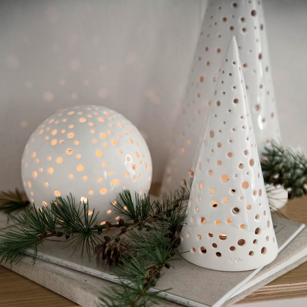 Biały świąteczny świecznik z porcelany kostnej Kähler Design Nobili, ⌀ 14 cm-image-2