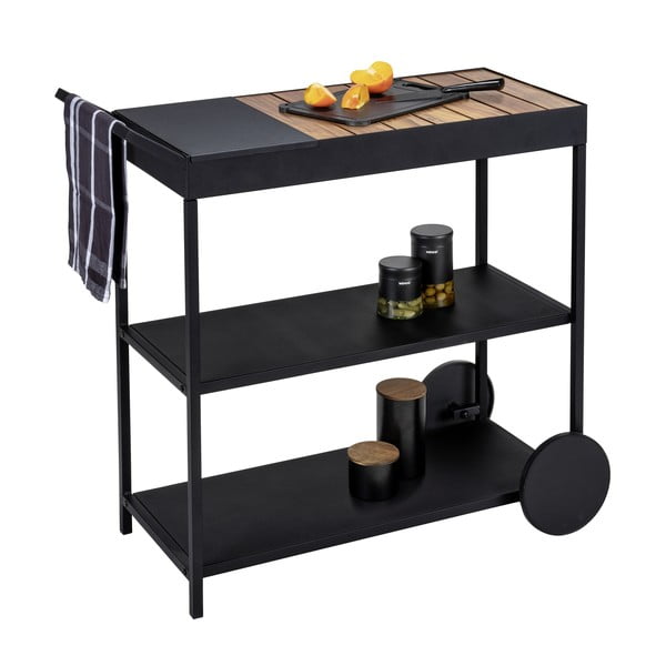 Barek na kółkach z blatem z drewna akacjowego 40x80 cm Miro – Wenko-image-2