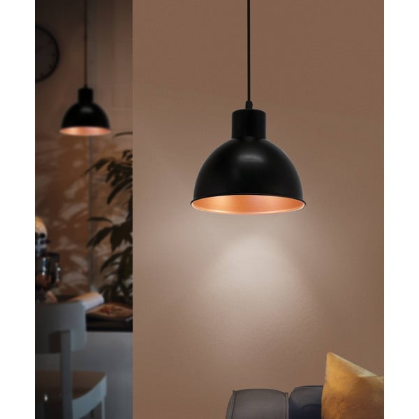 Czarno-brązowa lampa wisząca z metalowym kloszem ø 21 cm TRURO 1 – EGLO-image-1