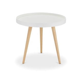 Biały stolik z nogami z drewna bukowego Furnhouse Opus, Ø 50 cm
