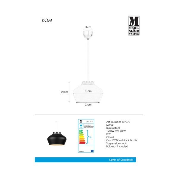 Czarna lampa wisząca Markslöjd Kom-image-2