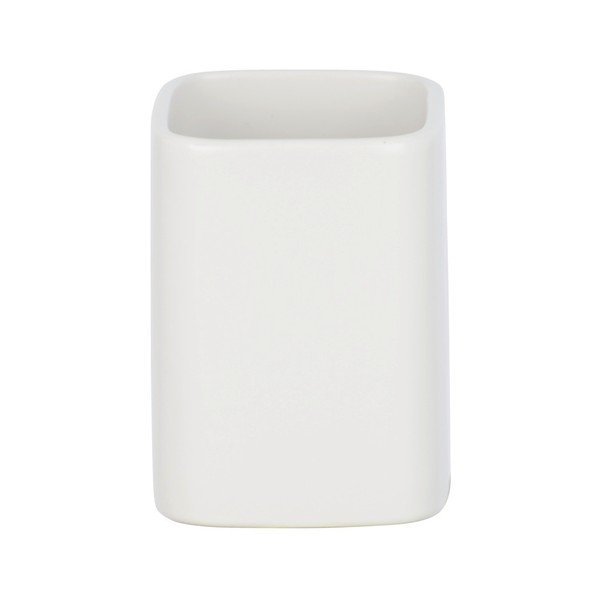 Kremowobiały ceramiczny kubek na szczoteczki do zębów Wenko Hexa-image-1