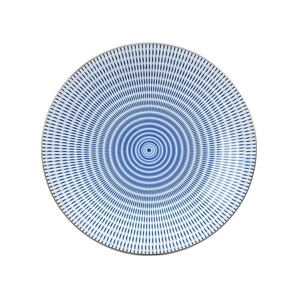 Okrągły talerz porcelanowy Blue Stripe, 28 cm