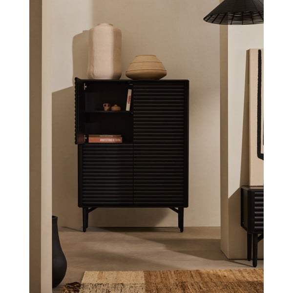 Czarna szafka w dekorze dębu 104,5x144x40 cm Lenon – Kave Home-image-1