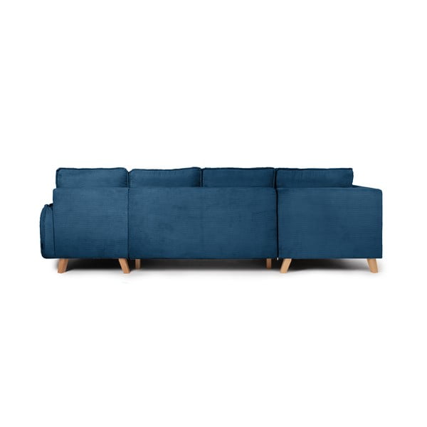 Niebieski sztruksowy rozkładany narożnik (lewostronny/w kształcie litery U) Tori – Bonami Selection-image-4