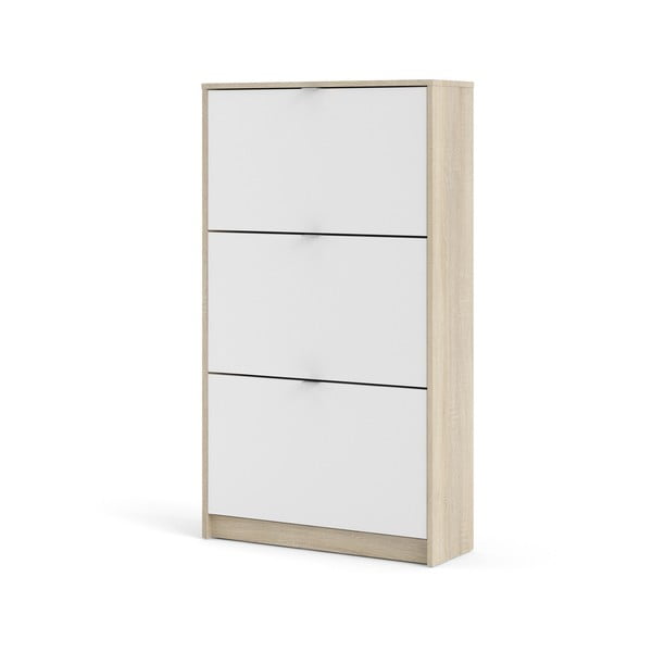 Biało-naturalna uchylna szafka na buty w dekorze dębu Shoes – Tvilum-image-3