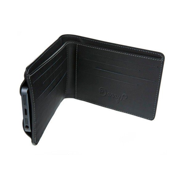 Danny P. skórzany portfel z kieszenią na iPhone 5S Black