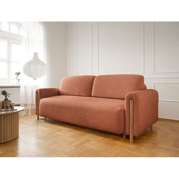 Rozkładana/ze schowkiem sofa z materiału bouclé w kolorze terakoty 244 cm Arcadova – ELTAP-image-3