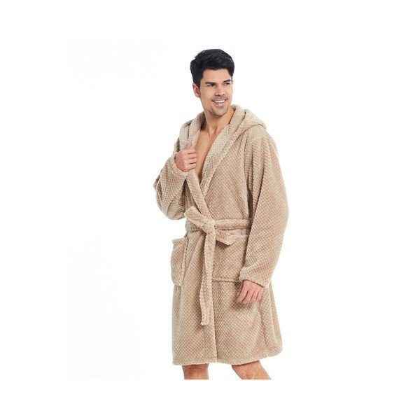 Jasnobrązowy szlafrok z mikrowłókna unisex DecoKing Sleepyhead, rozm. XXL-image-1