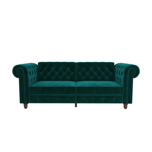 Zielona rozkładana sofa z aksamitną powierzchnią Støraa Felix