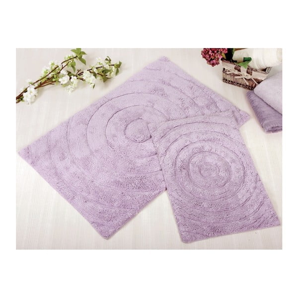 Zestaw 2 fioletowych dywaników łazienkowych Irya Home Waves, 60x100 cm i 40x60 cm
