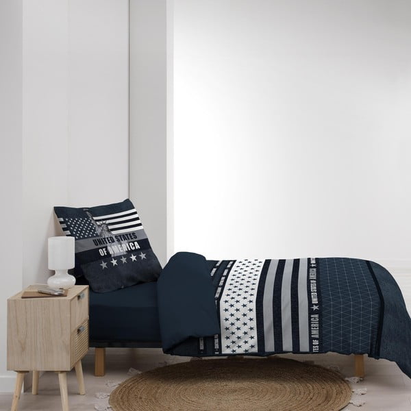 Ciemnoniebieska bawełniana pościel jednoosobowa 140x200 cm States – douceur d'intérieur-image-3