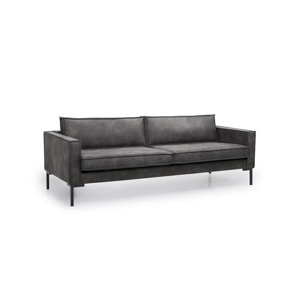 Ciemnoszara sofa ze sztucznej skóry Scandic Rate-image-2