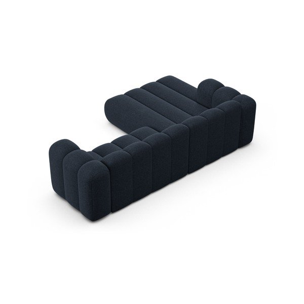 Ciemnoniebieski narożnik z tkaniny szenilowej (lewostronny/z szezlongiem) Lupine – Micadoni -image-3