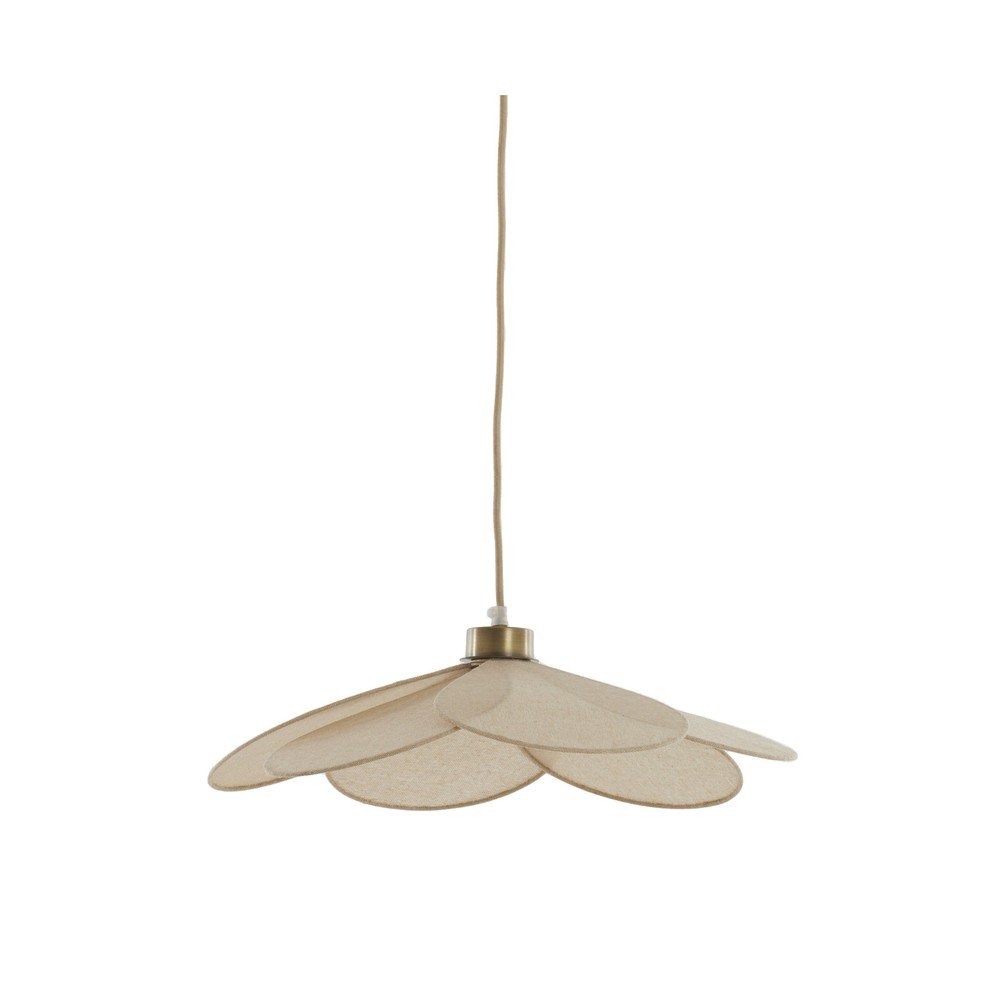 Kremowa lampa wisząca z tekstylnym kloszem Fyano – Light & Living