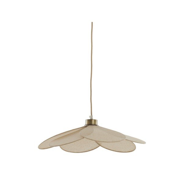 Kremowa lampa wisząca z tekstylnym kloszem Fyano – Light & Living