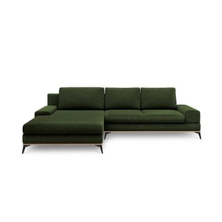 Butelkowozielony rozkładany narożnik Windsor & Co Sofas Planet, lewostronny