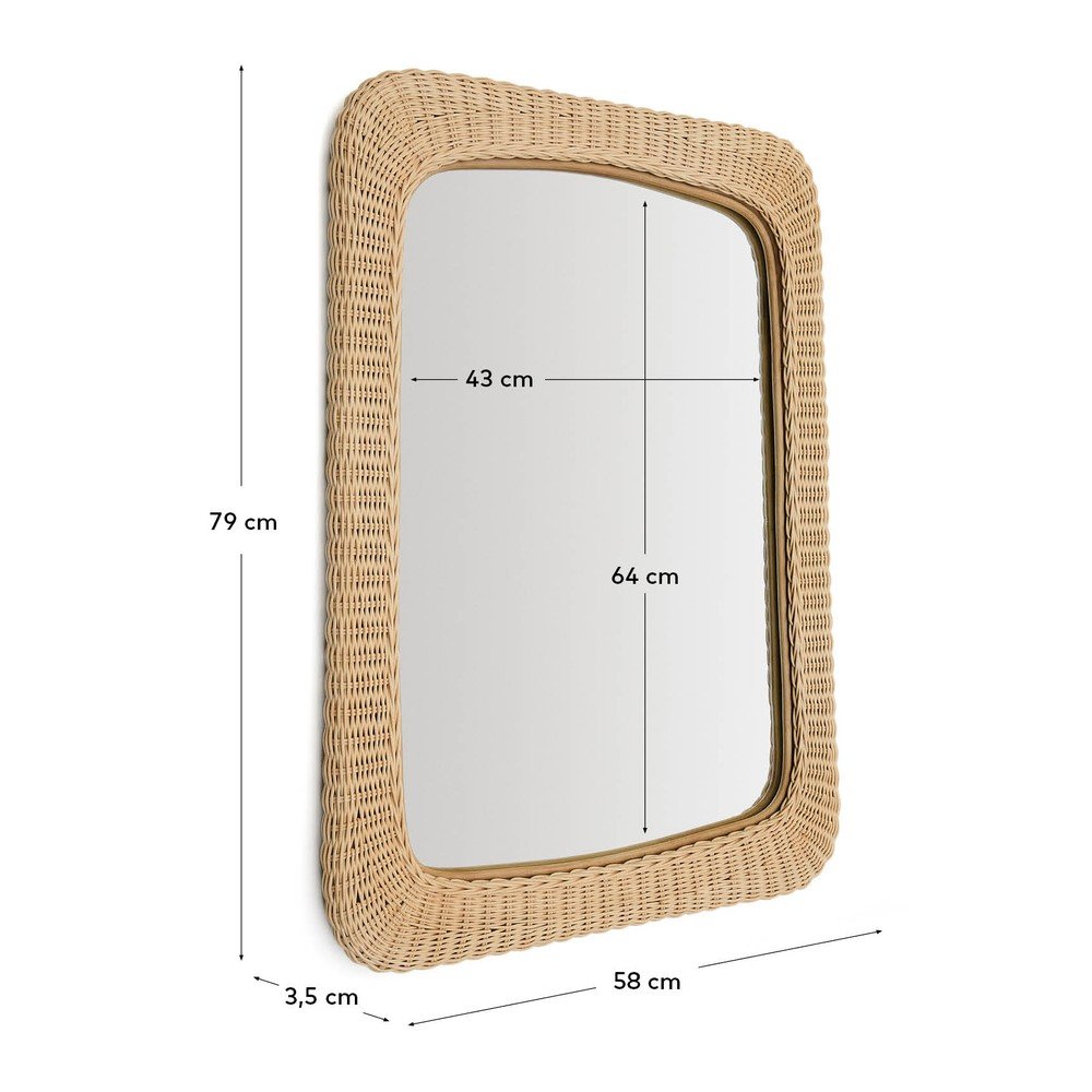 Lustro ścienne z rattanową ramą 58x79 cm Zilna – Kave Home (zdjęcie 7)
