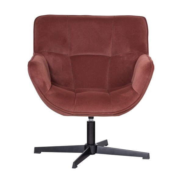 Obrotowy aksamitny fotel w kolorze terakoty Wibo – WOOOD-image-2