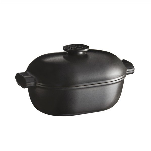 Czarna owalny garnek z pokrywką Emile Henry Delight, 4 l