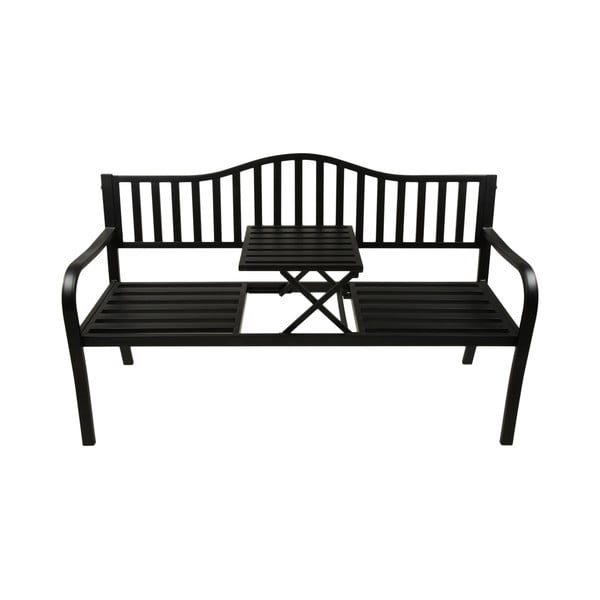 Czarna metalowa ławka ogrodowa Segula – Garden Pleasure-image-1