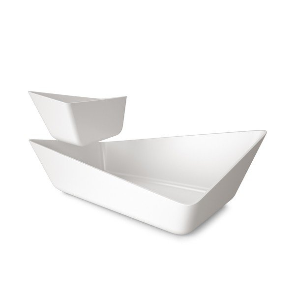 Podwójna miska Chip+Dip Bowl, biała-image-1