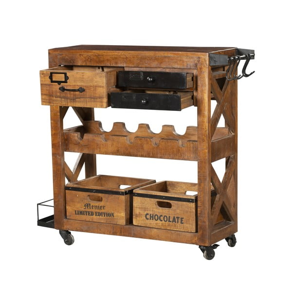 Szafka na wino z litego drewna mango liczba butelek 5, 100x92x30 cm Ravi – Interia Home & Living-image-2