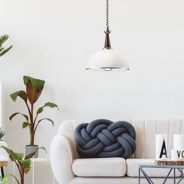 Lampa wisząca w srebrno-ciemnobrązowym kolorze ze szklanym kloszem ø 30 cm Ciara – LAMKUR-image-1