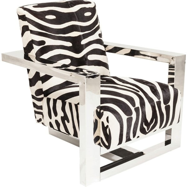 Fotel z obiciem ze wzorem zebry Kare Design Wildlife Zebra