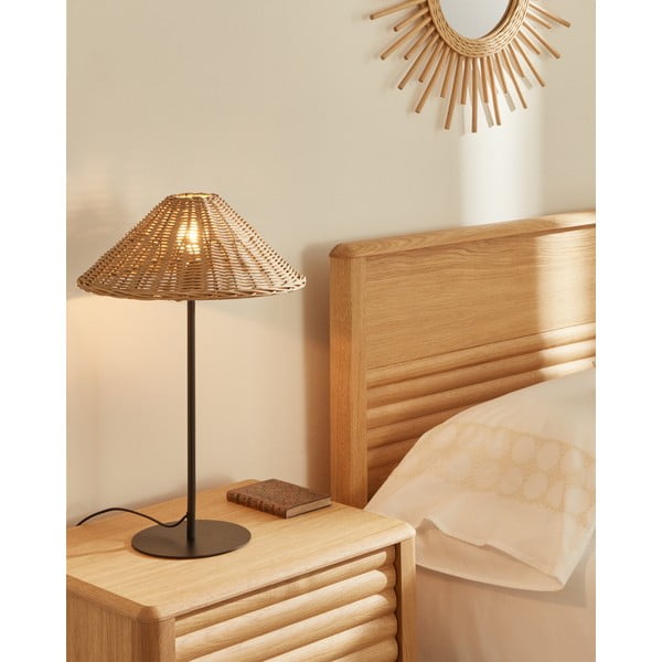 Czarno-naturalna lampa stołowa z rattanowym kloszem (wys. 50 cm) Urania – Kave Home-image-1