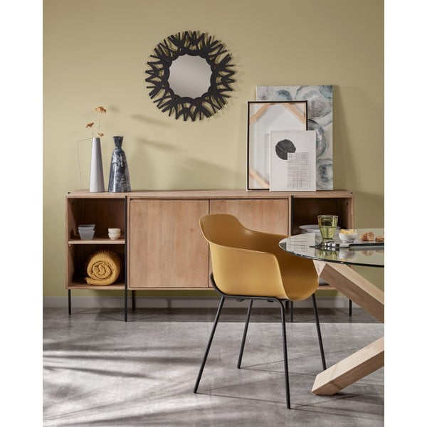 Dębowy stół do jadalni ze szklanym blatem Kave Home Nori, ø 120 cm-image-2