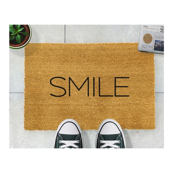 Wycieraczka z naturalnego włókna kokosowego Artsy Doormats Smile, 40x60 cm