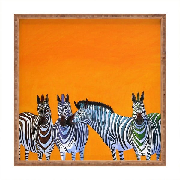 Drewniana taca dekoracyjna Zebras, 40x40 cm