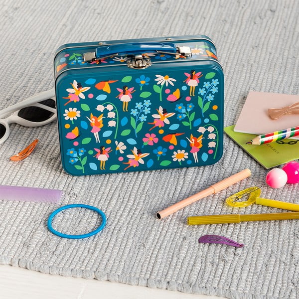 Ciemnoniebieska metalowa walizka dziecięca 19x8x17 cm Fairies in the Garden – Rex London-image-1