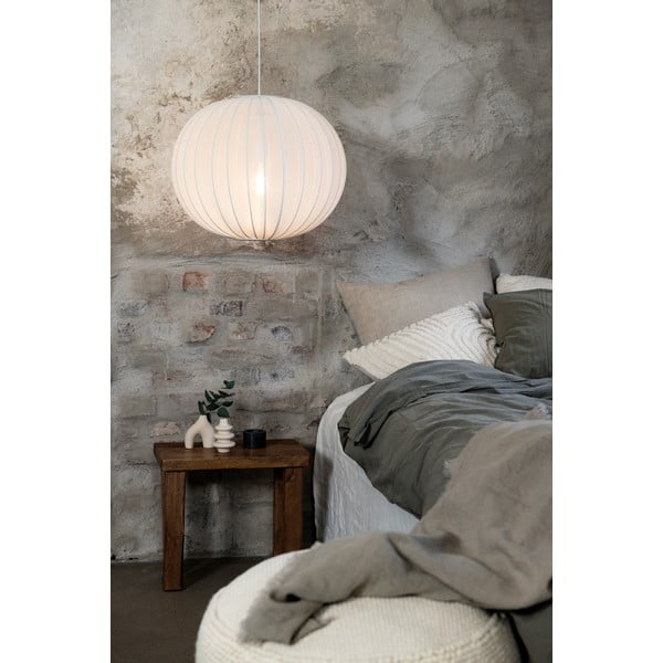 Biała lampa wisząca z tekstylnym kloszem ø 50 cm Florence – Markslöjd-image-1