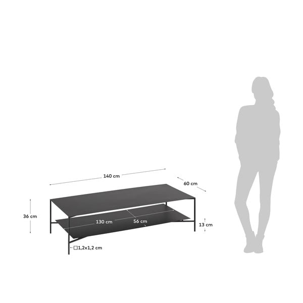 Czarny stalowy stolik 60x140 cm Azisi – Kave Home-image-4