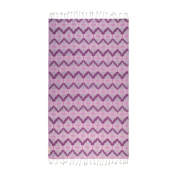 Różowy ręcznik hammam Begonville Ripple, 180x95 cm