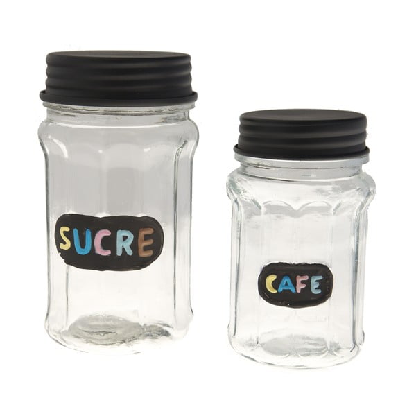 Zestaw 2 szklanych pojemników Sucre & Cafe