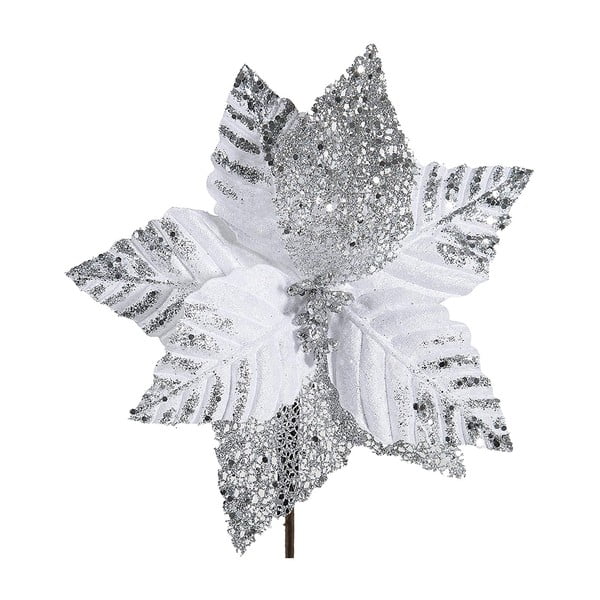 Świąteczny kwiat dekoracyjny w białej i srebrnej barwie DecoKing Astra