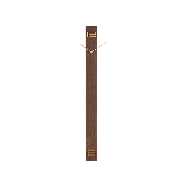 Brązowy drewniany zegar ścienny Karlsson Discreet Long, 7,7x90 cm-image-1