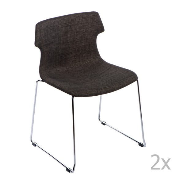 Zestaw 2 brązowych tapicerowanych krzeseł D2 Techno