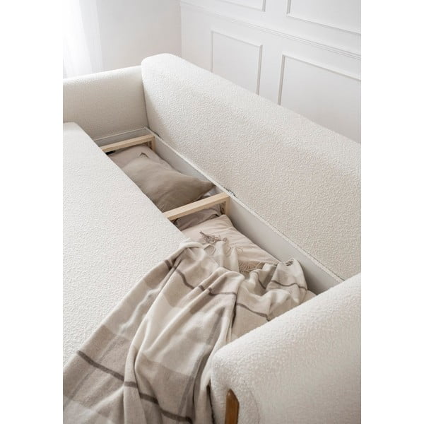 Rozkładana/ze schowkiem sofa z materiału bouclé w kolorze kości słoniowej 244 cm Arcadova – ELTAP-image-4