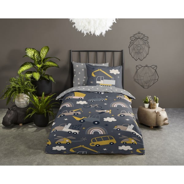 Szara bawełniana pościel dziecięca jednoosobowa 140x200 cm Rush – Good Morning-image-1