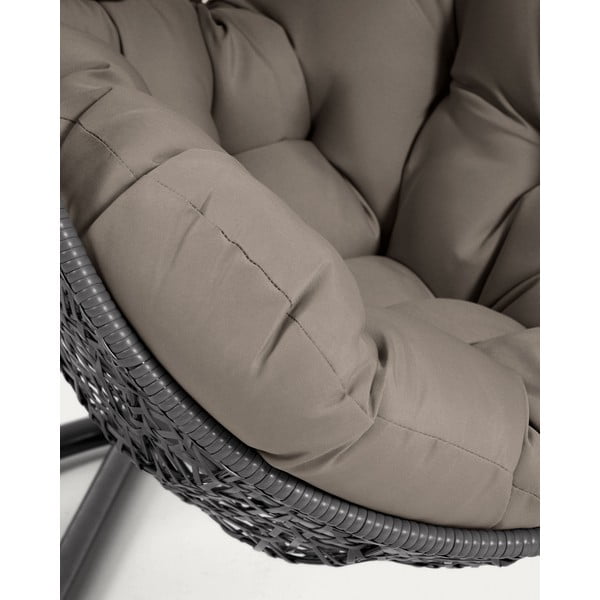 Ciemnoszary wiszący fotel ogrodowy ze sztucznego rattanu Florina – Kave Home-image-4