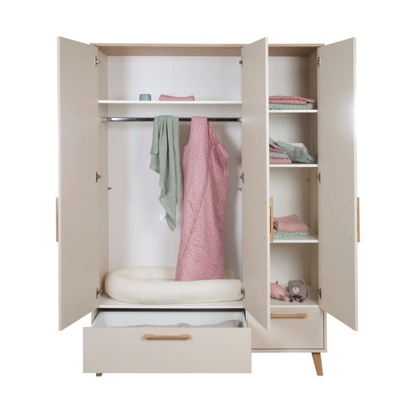 Kremowo-naturalna szafa dziecięca w dekorze dębu 138x200x55 cm Jil – Roba-image-3