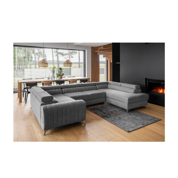 Ciemnoszary rozkładany/ze schowkiem narożnik (prawostronny/w kształcie litery U) Louis – ELTAP-image-1