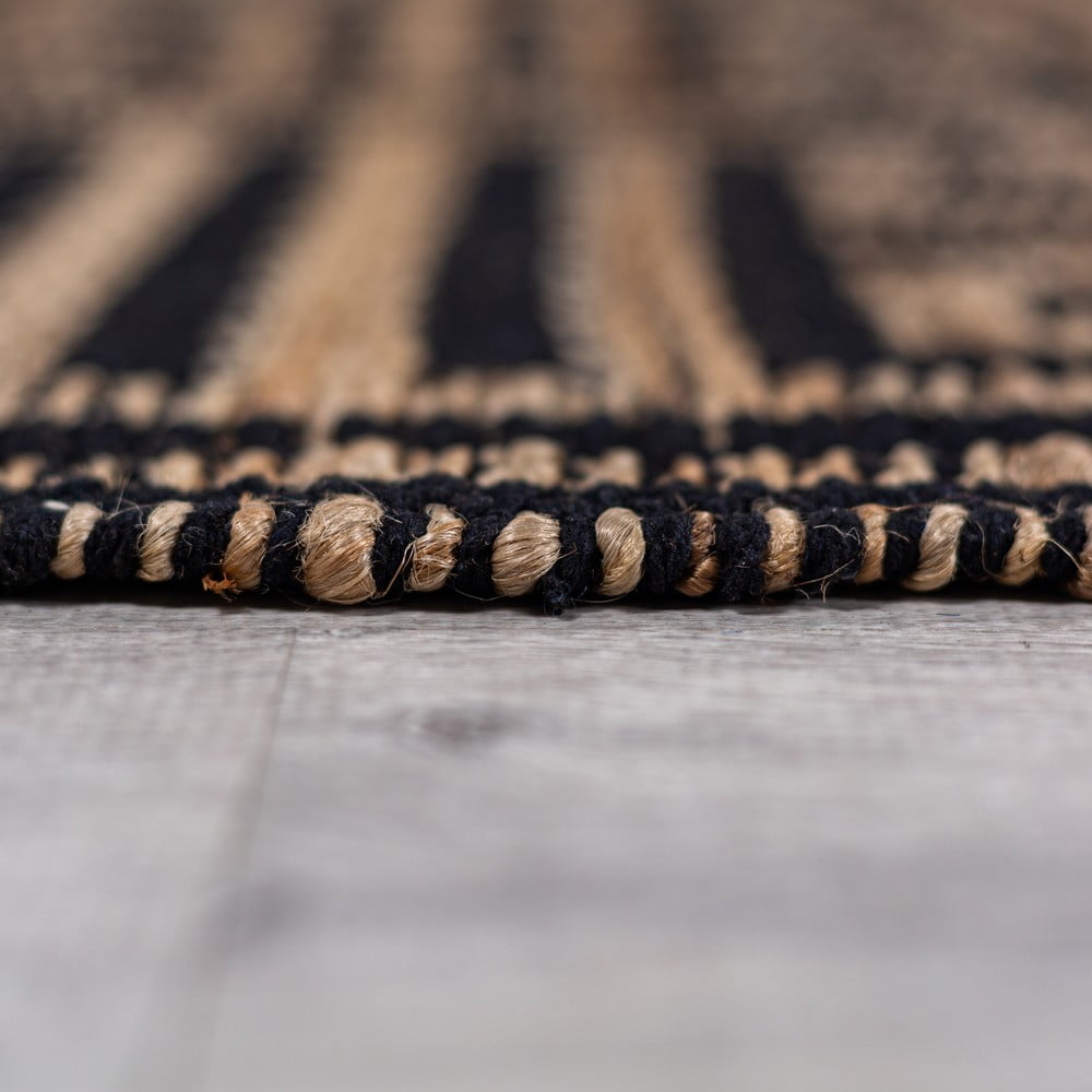 Czarno-naturalny dywan z mieszanki juty tkany ręcznie 120x170 cm Meander Jute – Flair Rugs (zdjęcie 5)